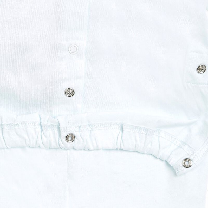 Boys Light Blue Printed Nappy Opening Babysuit image number 3